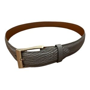 Mazura Genuine Shark Leather Belt 43” Handcrafted In USA Tailor Grey/Blue Brass